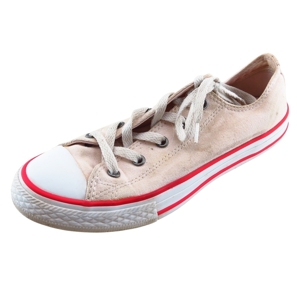 Converse Boys' All Star Casual‎ Shoes Size 4 Beige Canvas Lace Up Classic Style